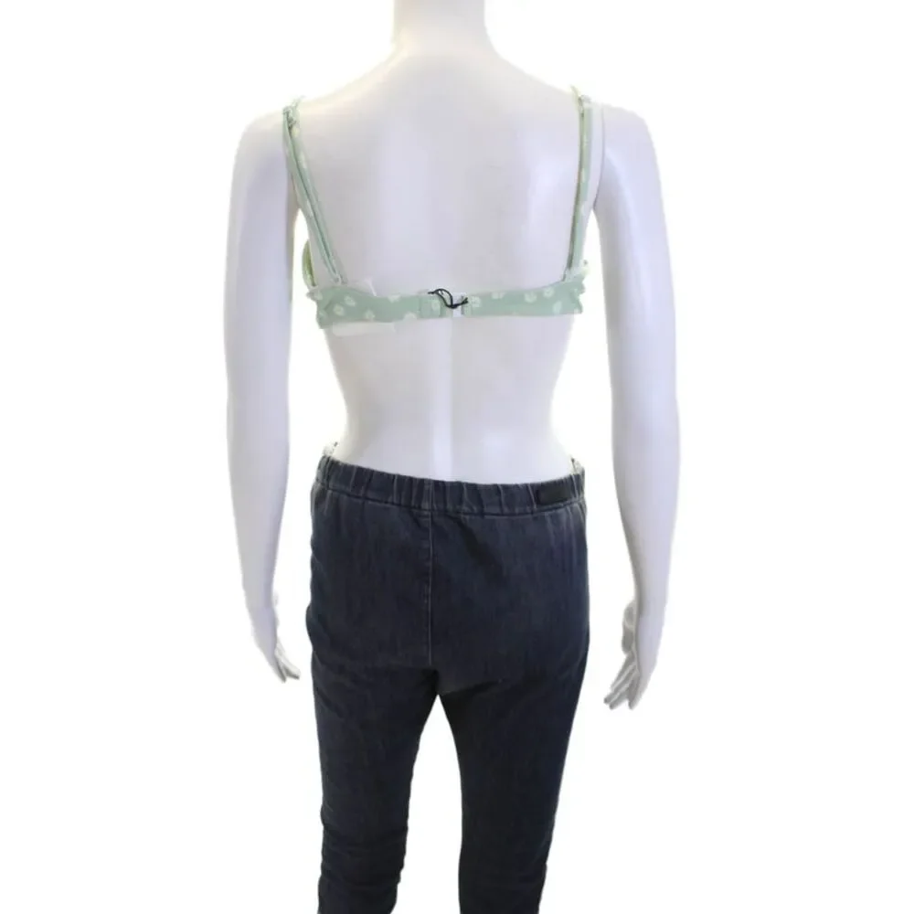 Onia Womens Textured Daisy Printed Liana Bikini Top Sea Green Size XL